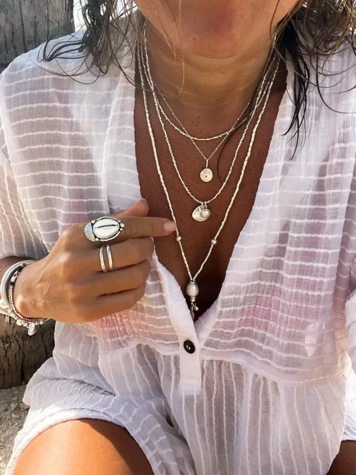 initial blob silver pendant necklace personalised necklace handmade and ocean safe