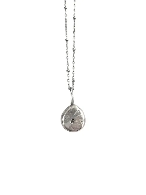 initial blob silver pendant necklace personalised necklace handmade ocean safe