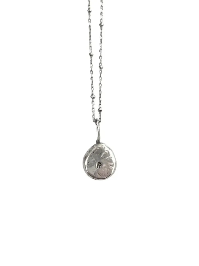 initial blob silver pendant necklace personalised necklace handmade ocean safe