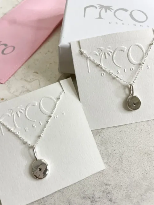 initial blob silver pendant necklace personalised necklace handmade ocean safe