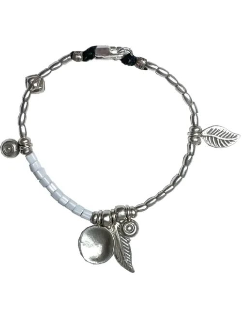 bohemian style silver jewellery. sterling silver bracelet with silver charms - water safe for everyday wear. A great option for a bracelet stack