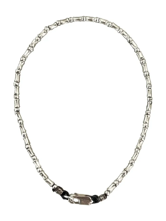 simple style pure silver anklet with bamboo like texture. made to wear everyday. Staple jewellery - ocean safe