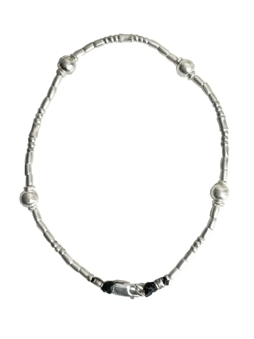 simple style pure silver anklet with bamboo like texture. made to wear everyday. Staple jewellery - ocean safe