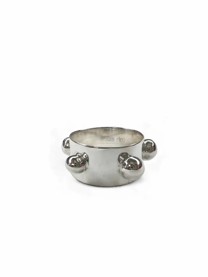 chunky sterling silver ring with large balls. Handmade jewellery - ocean safe - great in a ring stack.