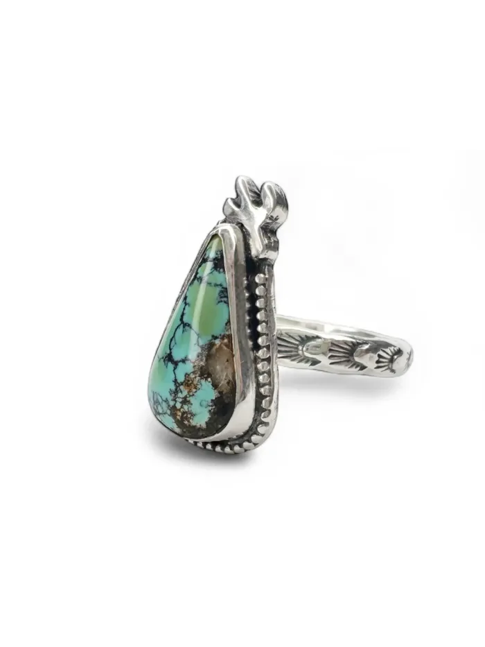 cactus sterling silver turquoise ring handmade in australia green blue turquoise one of a kind ring ocean safe