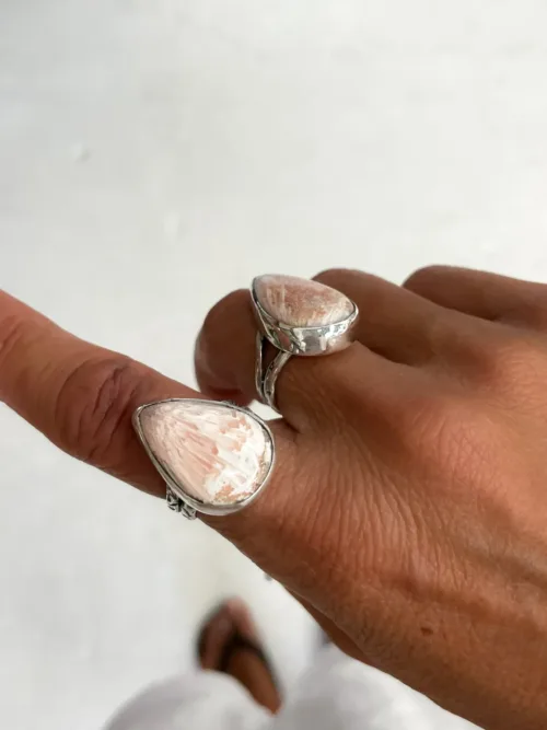 scolefcite gemstone feature ring set in sterling silver. Handmade in Sydney Australia. Bohemian style gemstone ring