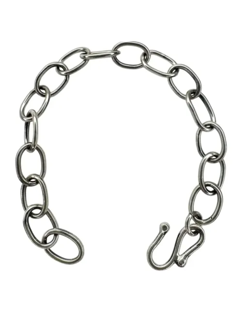 handmade large oval link sterling silver bracelet. ocean safe
