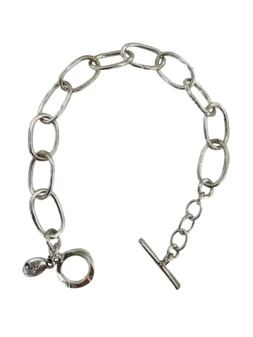 handmade large oval link sterling silver bracelet. ocean safe
