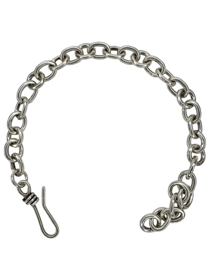 handmade chunky sterling silver oval link chain bracelet. water safe, wear everyday
