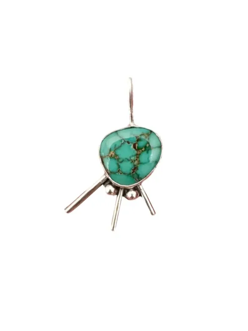 handmade sterling silver pendant with turquoise gemstone ocean safe