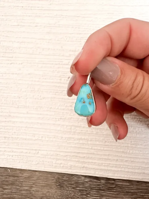 handmade sterling silver tear shape pendant with genuine turquoise. Handmade in Sydney, Australia. Ocean safe