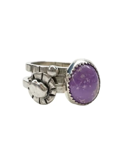 Phosphosiderite gemstone 3 ring set stack ring sterling silver ocean safe. Style them together, with other stack rings or by themselves
