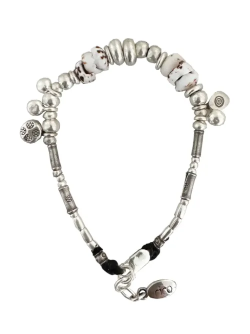 Handmade pure silver bracelet featuring tiger shell– ocean safe jewellery for everyday wear