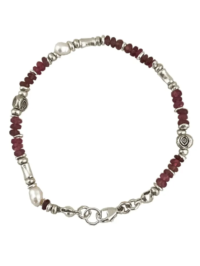 Handmade pink tourmaline gemstone bracelet with pure silver -hand made in Australia by Rico Designs Jewellery