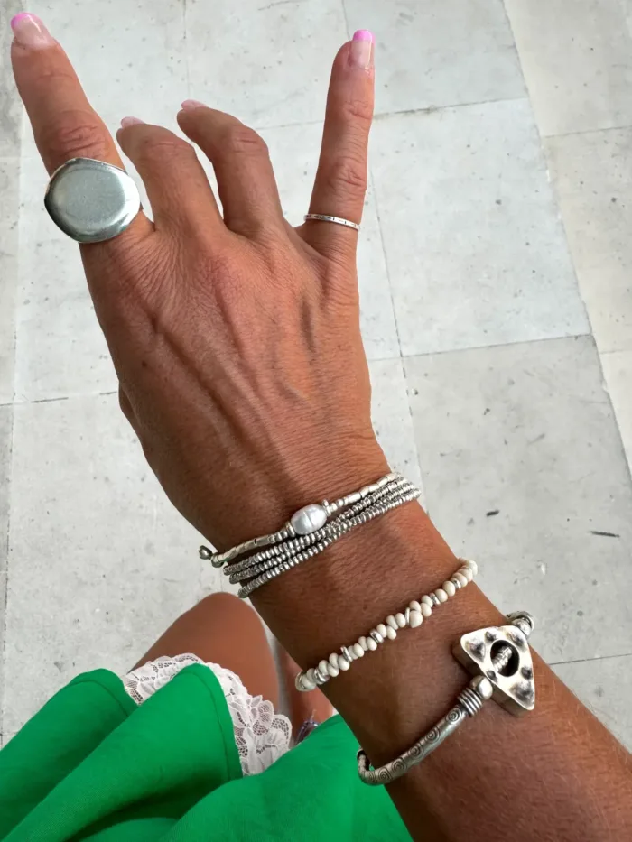 Handmade pure silver bracelet featuring freshwater pearl – ocean safe jewellery for everyday wear