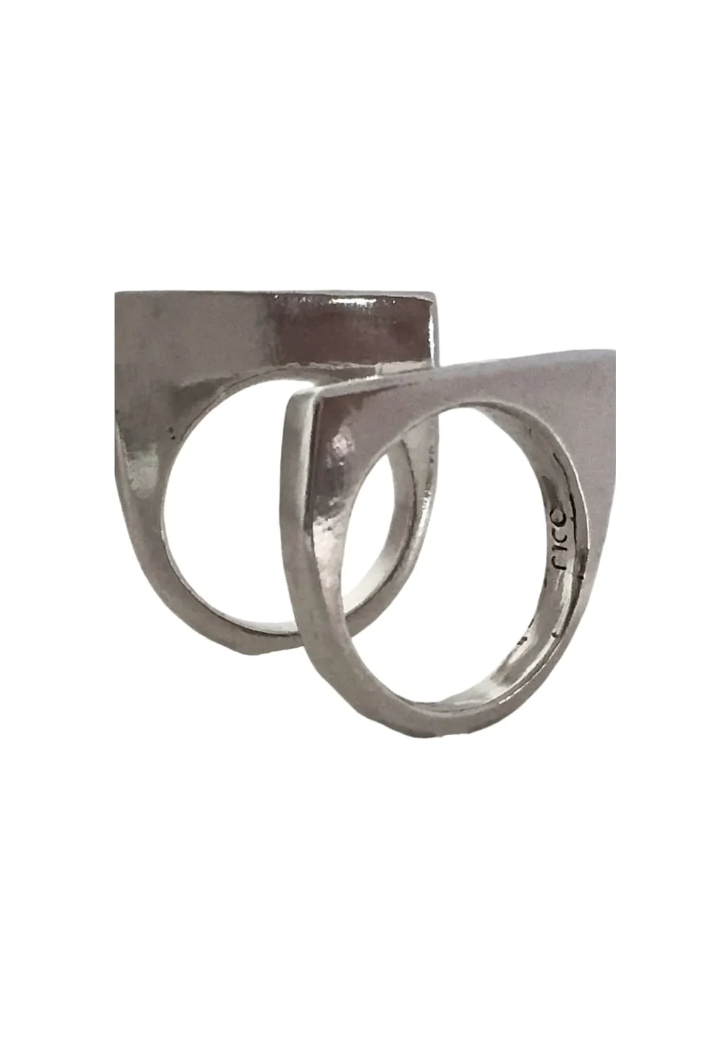 solid sterling silver signet ring set. stacking ring set