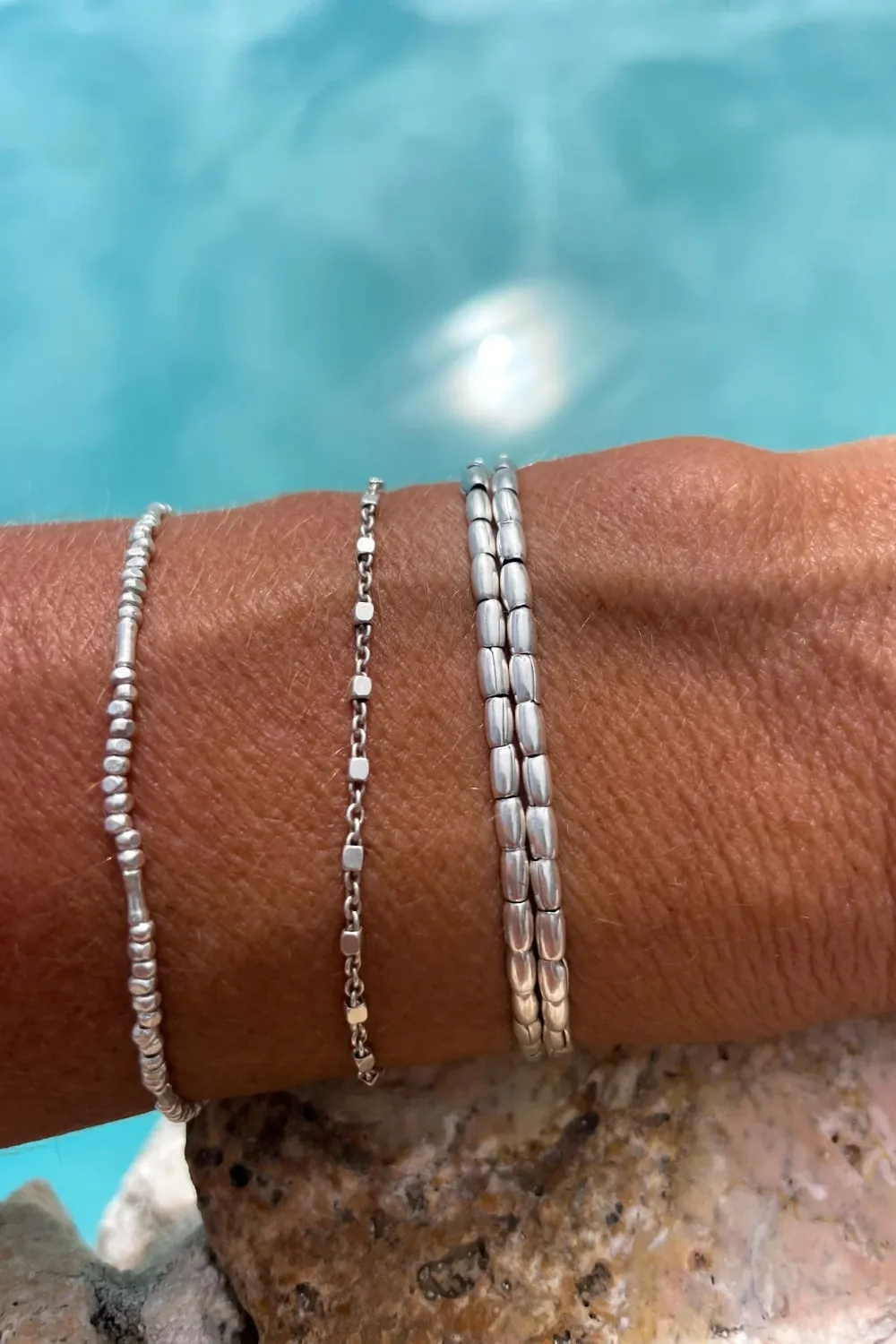 tight double sterling silver wrap bracelet for everyday wear water safe