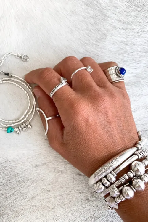 chunky pure silver bracelet stack handmade jewellery australia