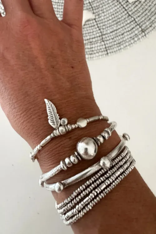 feather charm silver bracelet everyday wear water safe
