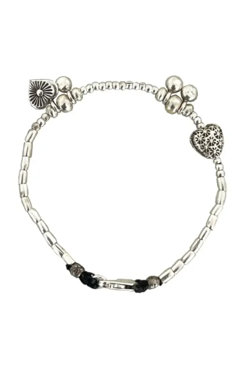 pure silver women's bracelet. heart and shell details - ocean safe. beach girl vibes