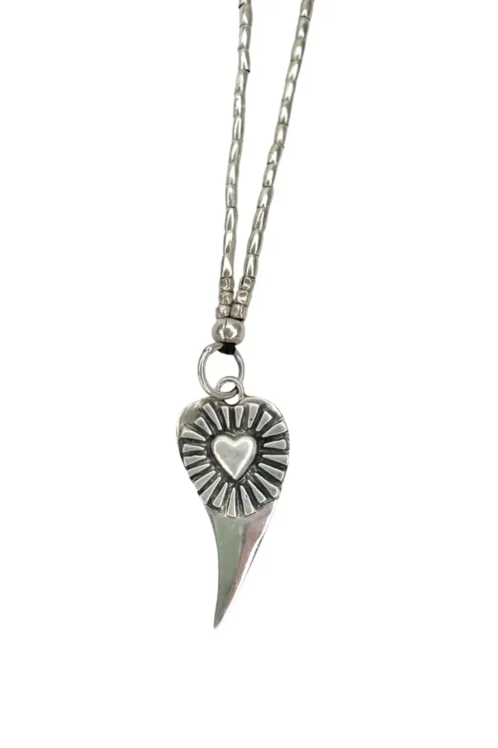 solid sterling silver heart pendant. long pure silver necklace handmade in Sydney, Australia. Ocean safe