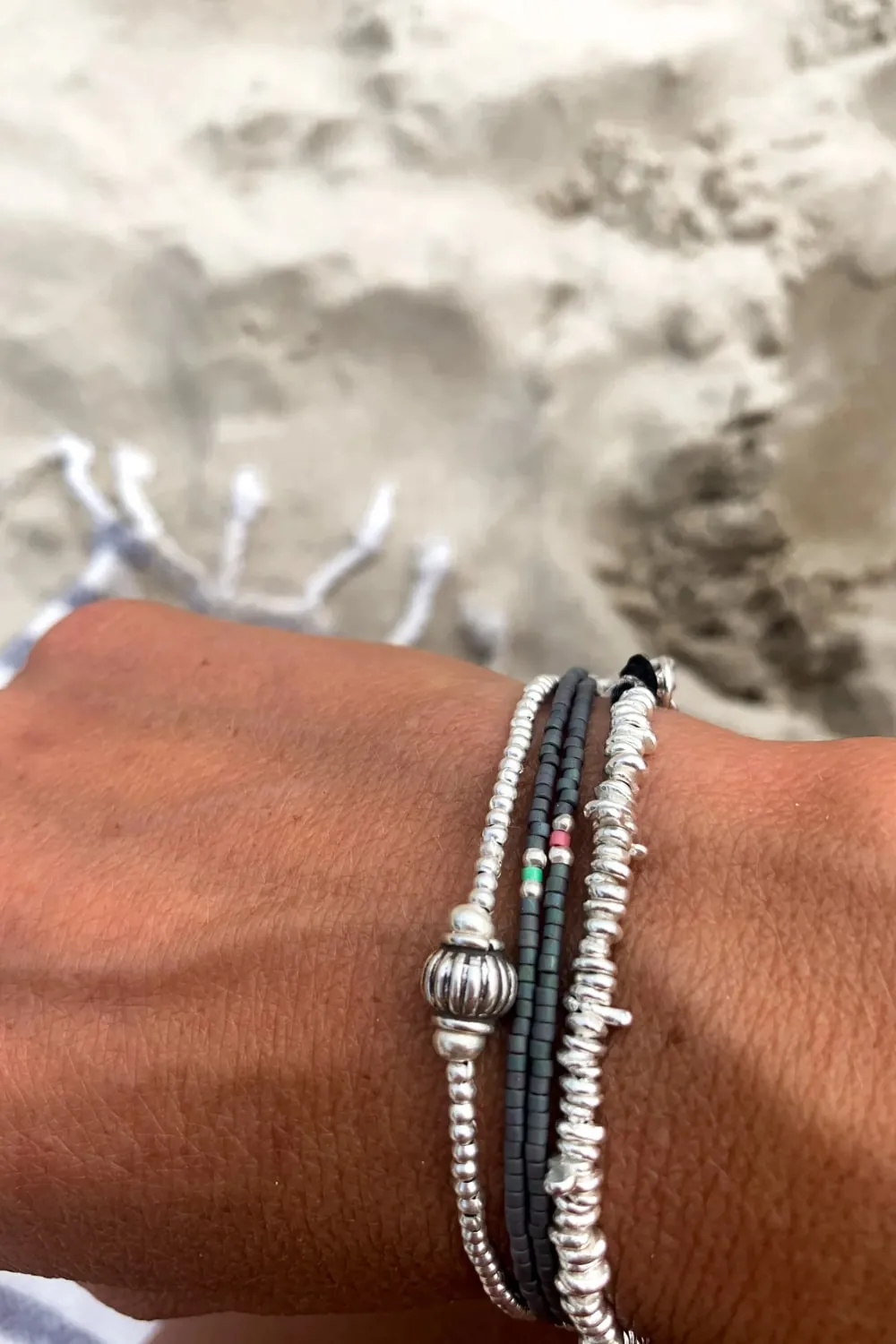 pure silver bracelet perfect to add texture to any bracelet stack. ocean safe