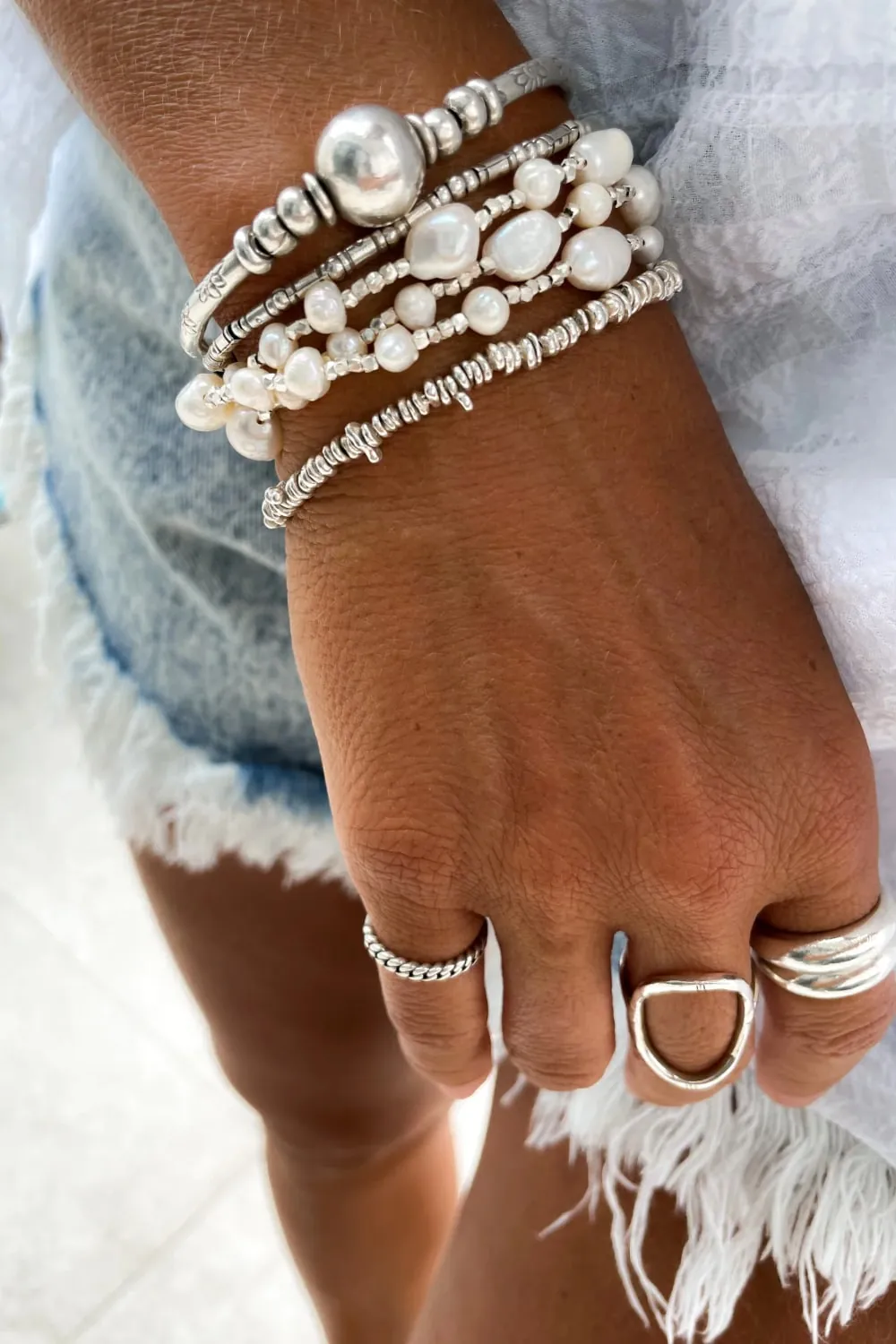 pure silver bracelet perfect to add texture to any bracelet stack. ocean safe