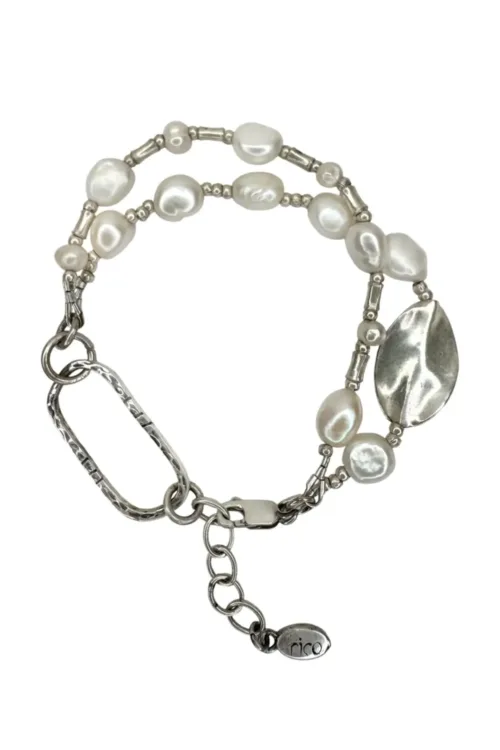 silver and freshwater pearl women's bracelet-s strands for bracelet stack look