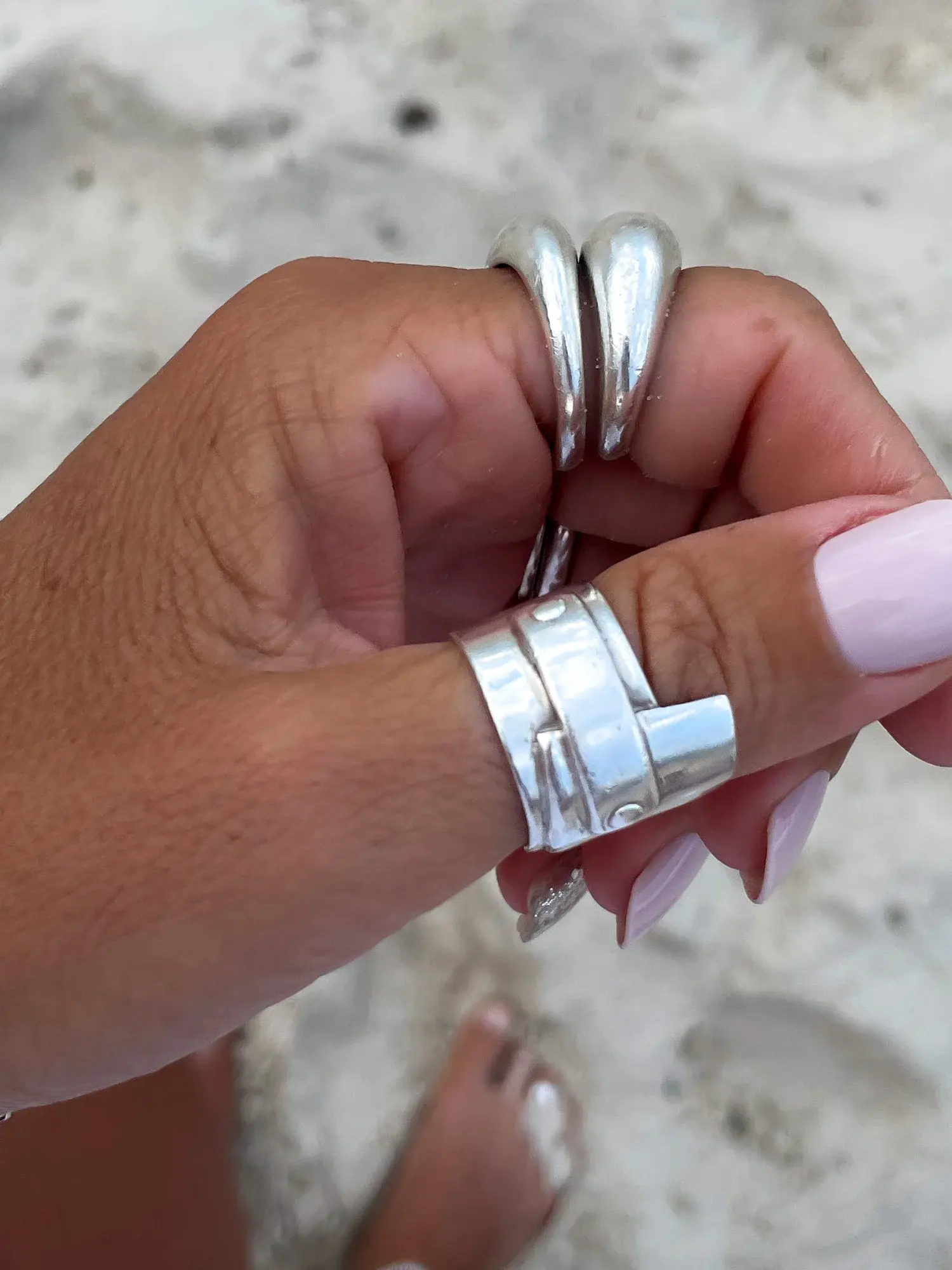 unique chunky sterling silver ring. wide band style. Statement ring. Ocean safe