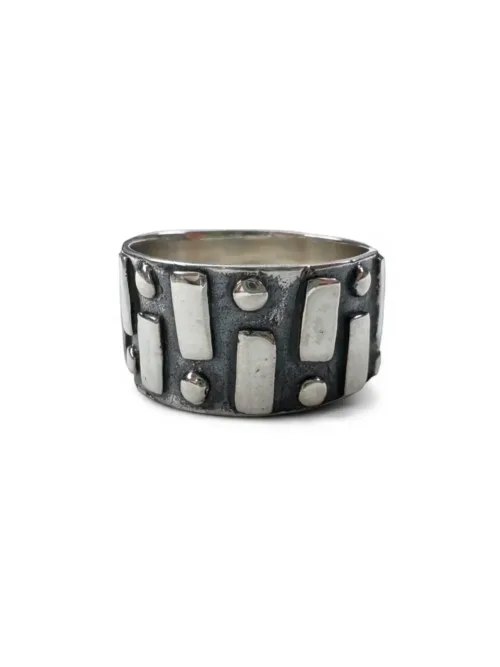 sterling silver handmade ring. Chunky wide band style. Bohemian style - ocean safe