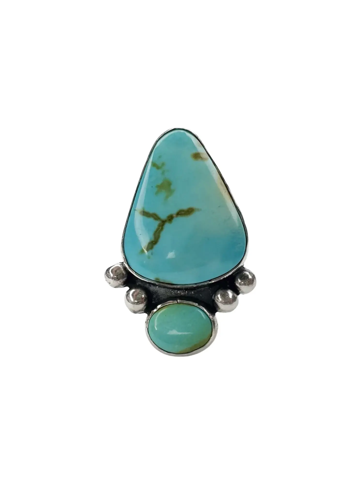 statement multi stone turquoise gemstone ring set in sterling silver with split ring shank. One of a kind ring handmade.