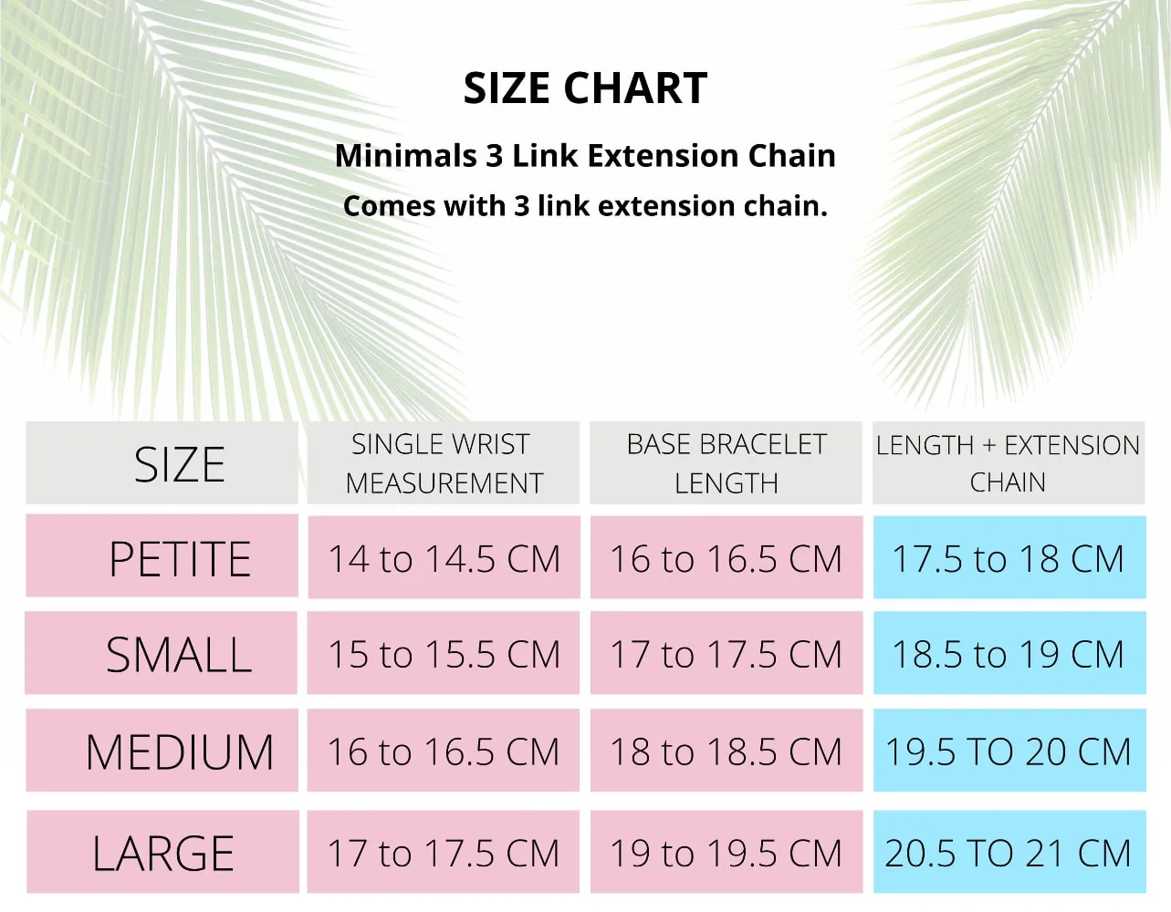 handmade silver jewellery bracelet size chart