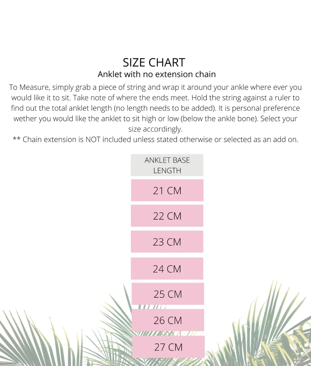 handmade silver jewellery anklet size chart