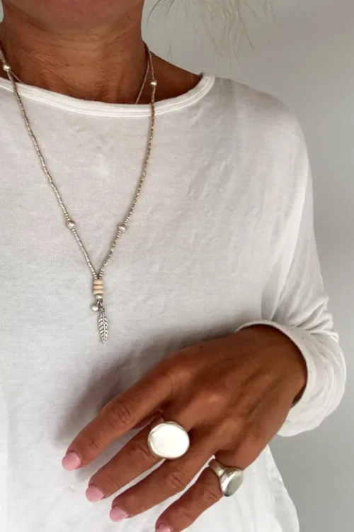 beachy boho pure silver necklace ocean safe medium length handmade jewellery